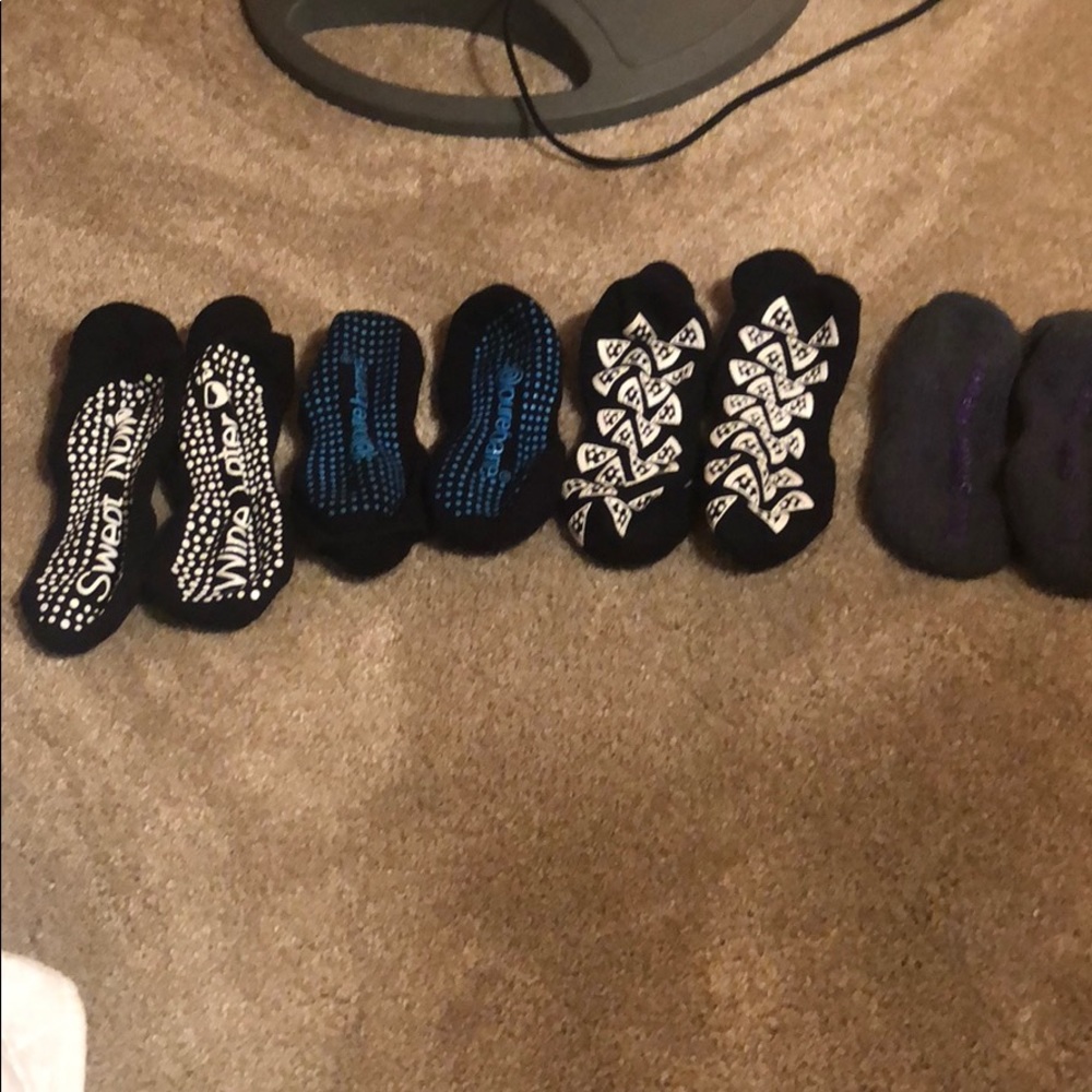 “Sticky” socks (rubber stickies on bottom)